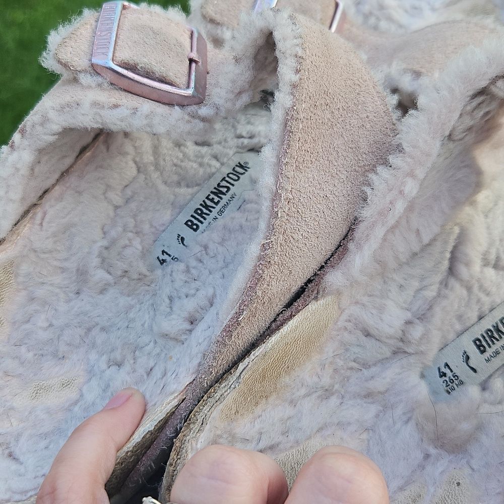 Birkenstock Arizona Shearling Sandals Suede Taupe 41 - Picture 3 of 7